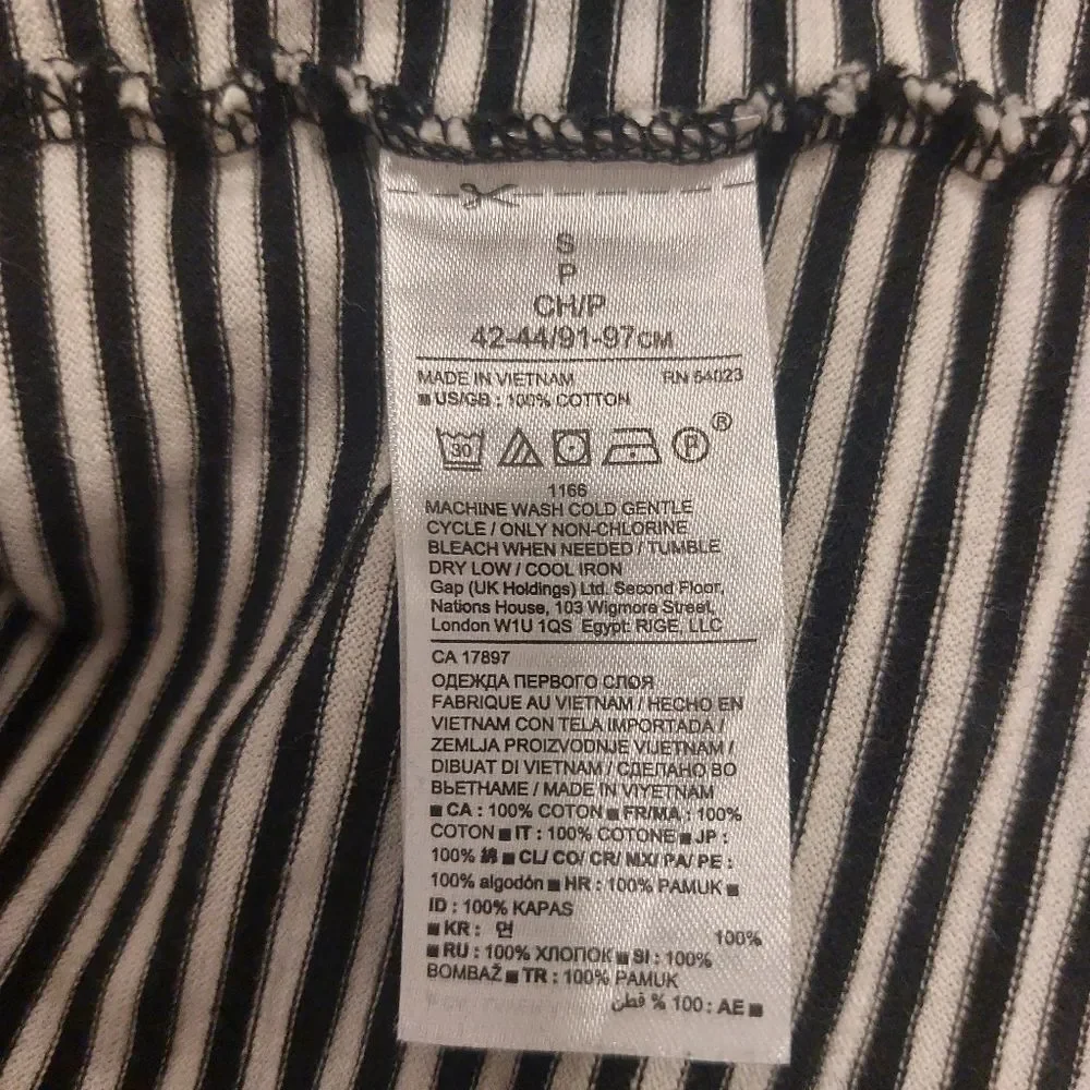 Banana Republic Striped Tee Size Small Black White